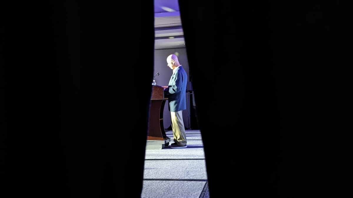 David Boaz, delivering his final public lecture, in February 2024.